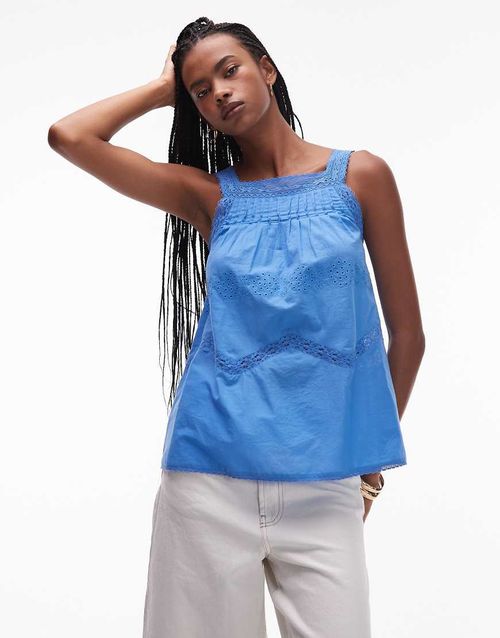 Pintuck trapeze cami in blue