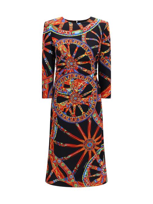 Carretto Print Charmeuse Dress — Multicolor