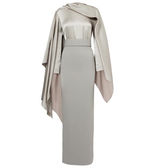 Solace London Rosalia draped satin-trimmed gown