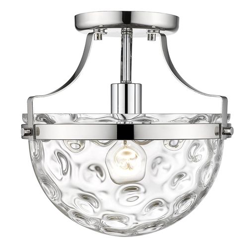Polished Nickel One Light Semi-Flush Mount from the Quinn Collection