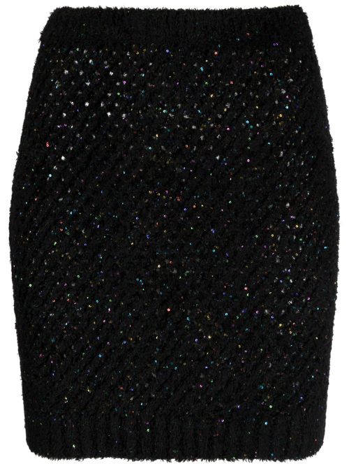 Sequin-embellished high-waist miniskirt - Black