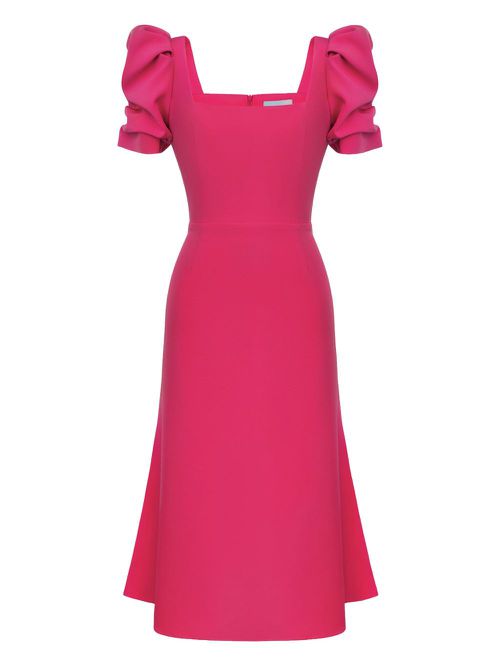 POST MERIDIEM godet-silhouette square-neck midi dress - Pink