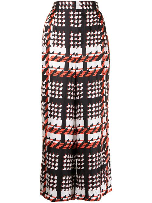 Checked wide-leg trousers - Black