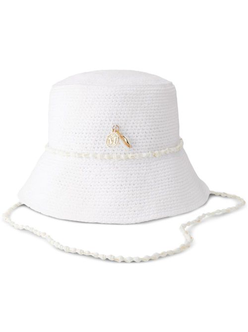 Axel shell-embellished knitted bucket hat - White
