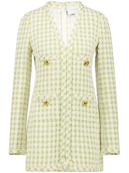 Check-print tweed blazer dress - Green