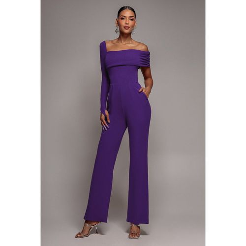 Goddiva One Shoulder Scuba Romper - Purple