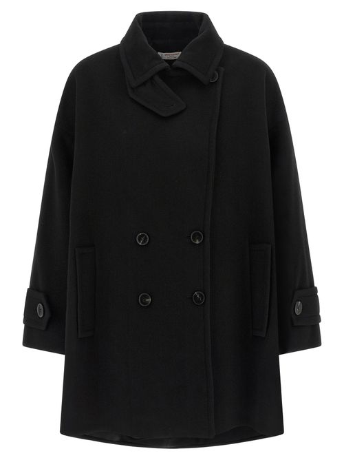 Double-Breasted Wool Coat — Black