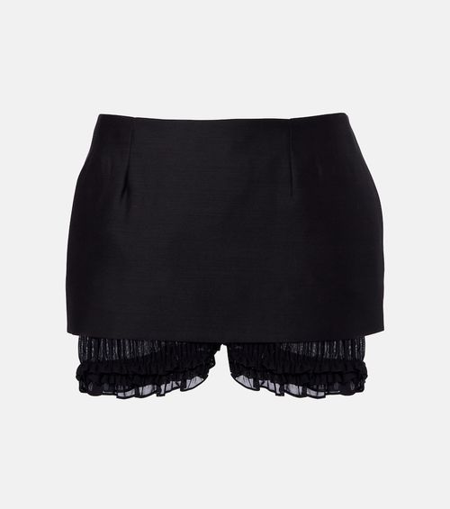 Ruffled wool and silk skort