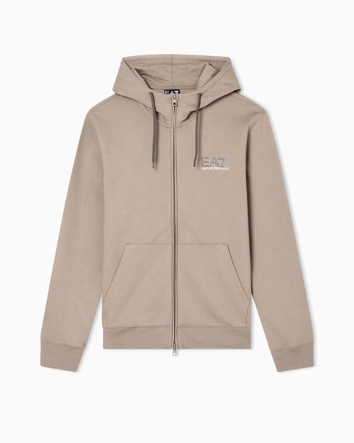 Pure cotton zip-up sweatshirt