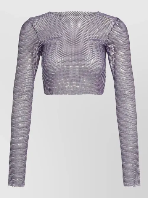Santa Brands - mesh crop top long sleeve rhinestone