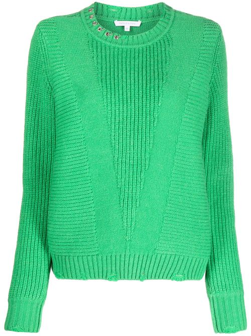 Ring-detailing ribbed-knit jumper - Green