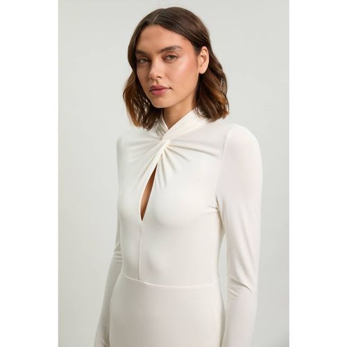 Karen Millen Women's Long Sleeve Jersey Maxi Dress in Ivory | : Sma