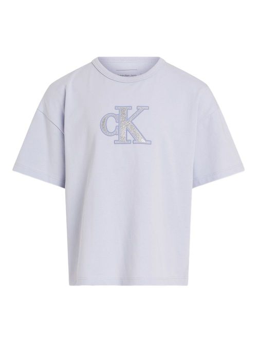 Calvin Klein Kids glittered-logo T-shirt - Purple