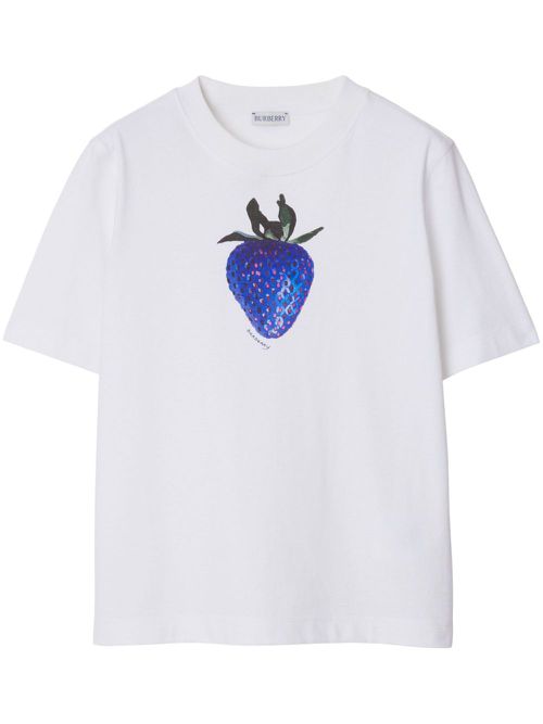 Strawberry-print cotton T-shirt - White