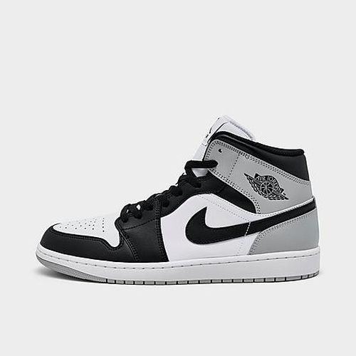 Men's Air Retro 1 Mid Casual Shoes in White/Light Smoke Grey/Black