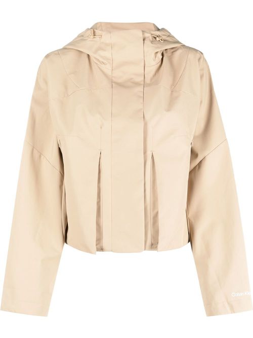Drawstring-hood rain jacket - Neutrals