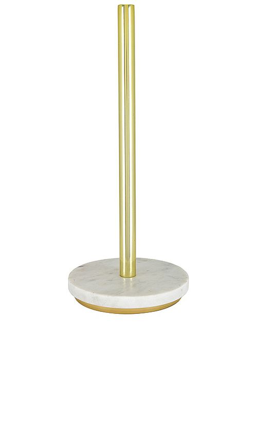 HAWKINS NEW YORK Simple Marble + Brass Paper Towel Holder in Metallic Gold