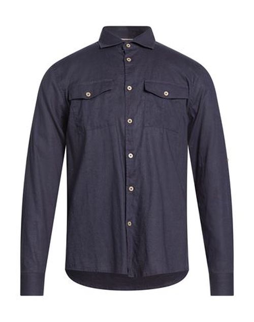 Man Shirt Midnight blue Size S Linen, Cotton