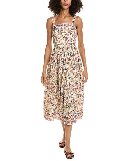 Straight Neck Midi Dress
