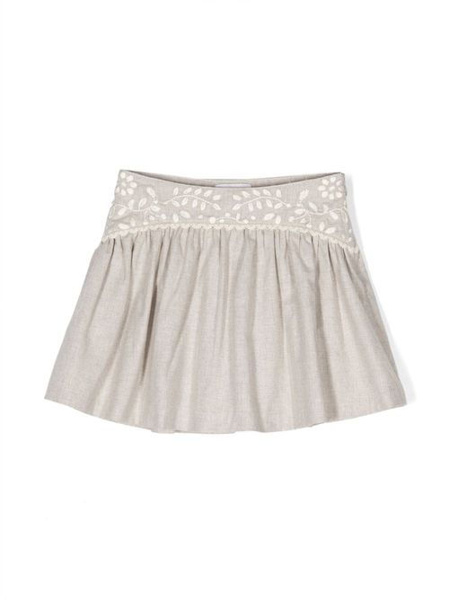 Embroidered cotton skirt - Neutrals