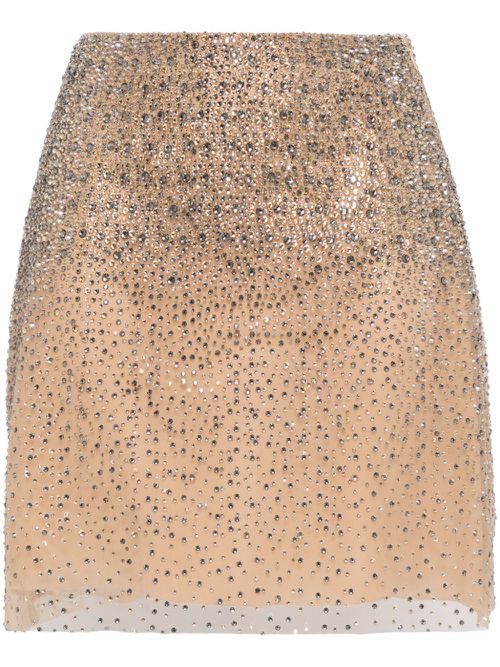 Crystal-embellished mini skirt - Neutrals