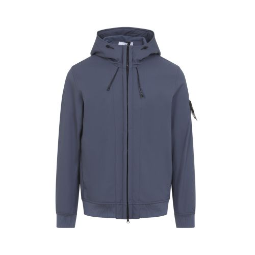 Blue Solid Hood Jacket