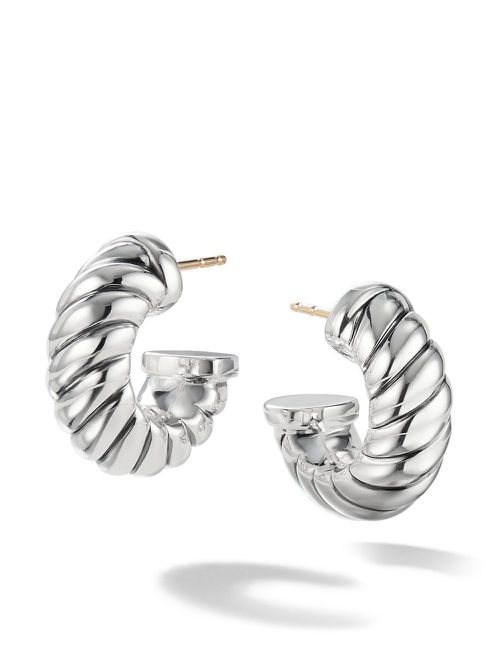 Sterling silver Sculpted Cable Shrimp earrings