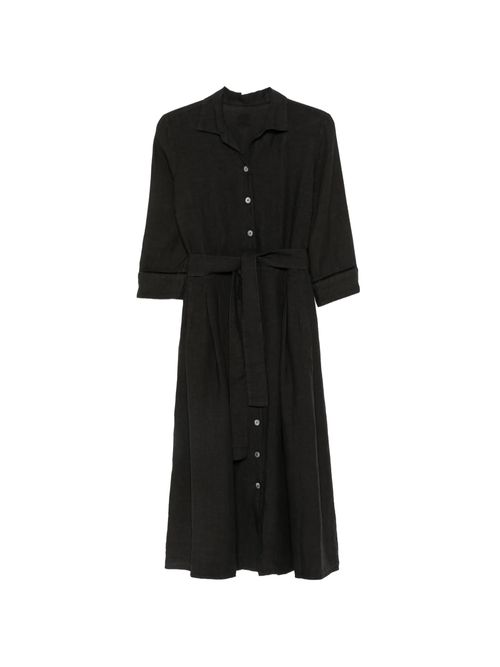 Women's 100% Linen Short-Sleeve Mini Dress with Button Closure and Belt Waist