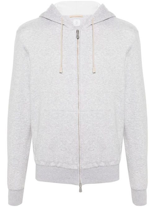 Mélange-effect hoodie - Grey