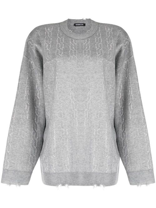 Graphic-print distressed-finish jumper - Grey