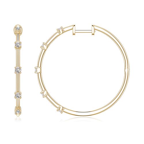 Angara 0.35 CTW Round Diamond Five-Stone Station Hoop Earrings in 18K Yellow Gold