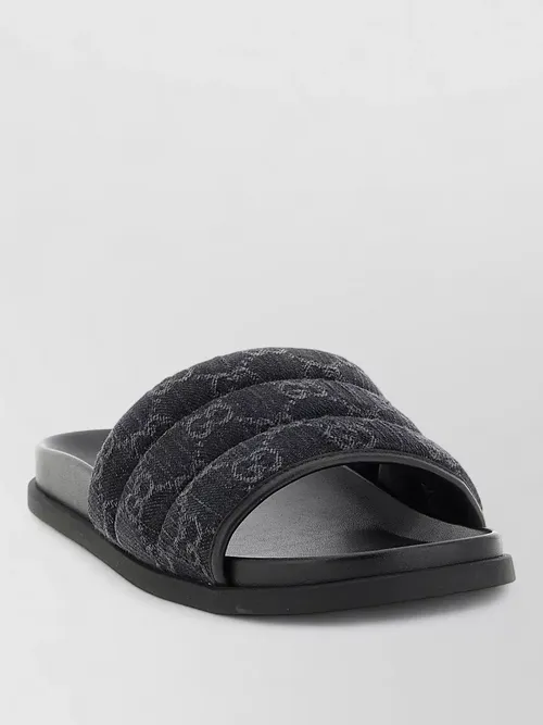 Gucci - gg denim slides open toe design