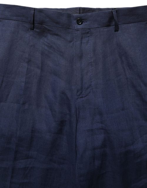 Linen Straight-Leg Trousers — Navy