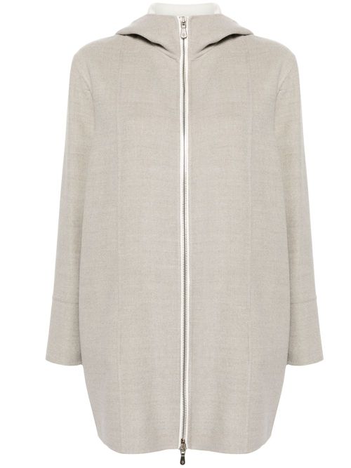 Hooded wool jacket - Neutrals