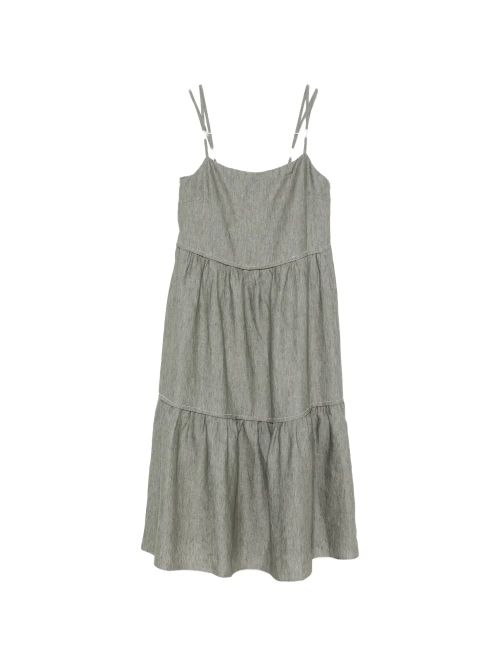 Tiered Linen Dress — Green