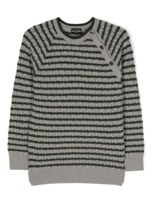 Striped cable-knit jumper - Grey