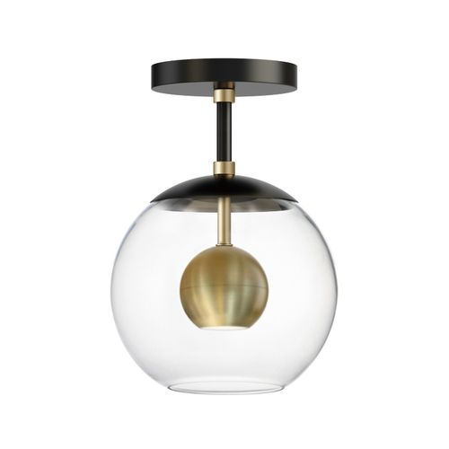 Nucleus 1-Light LED Flush Mount in Black with Natural Aged Bra