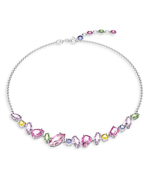 Gema Multicolor Crystal Choker Necklace in Rhodium Plated, 15