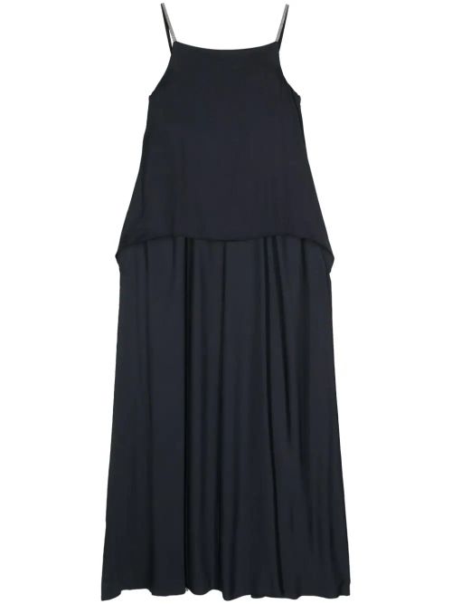 Satin Asymmetric Tank Top — Navy