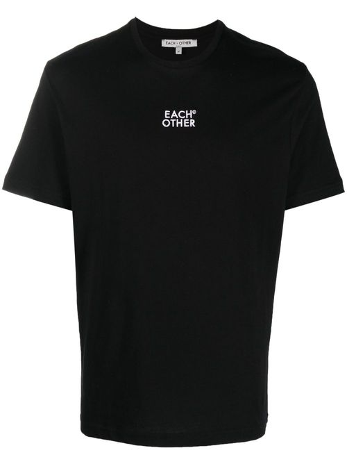 Logo-embroidered cotton T-shirt - Black