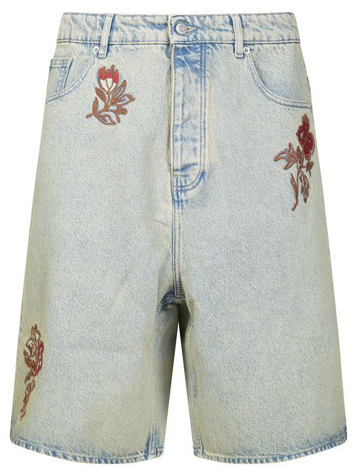 Men's Dusty Embroidered Flower Denim Short