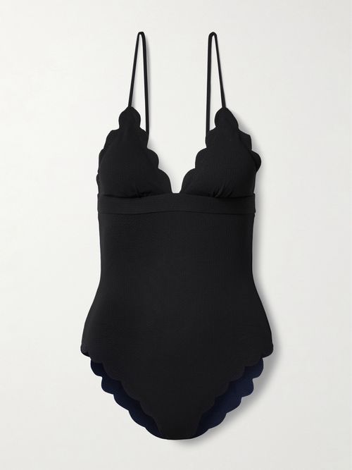 Santa Clara Scalloped Crepe Swimsuit - Black
