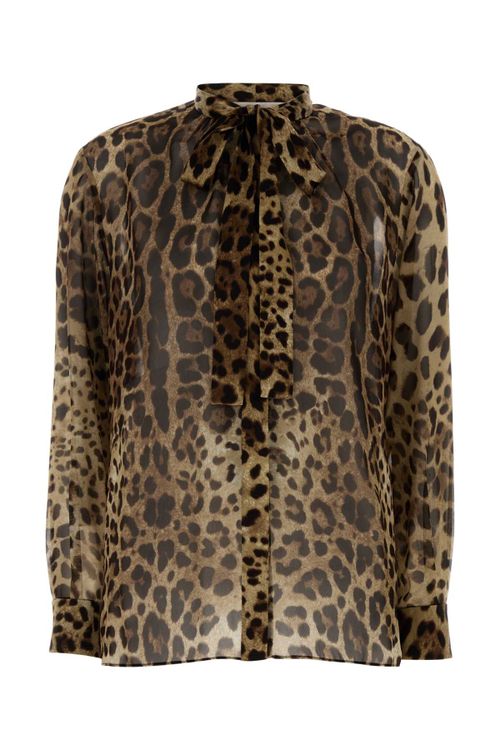 Leopard Print Silk Shirt — Brown