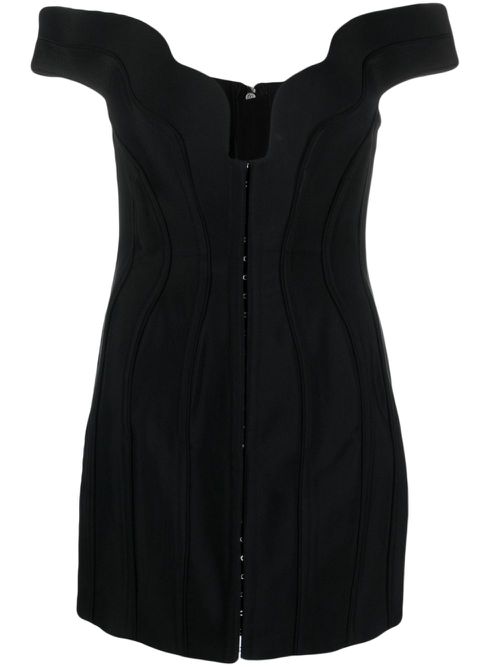 Wavy-detail corset minidress - Black
