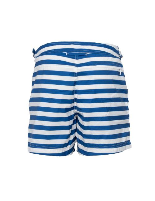 Striped Polyester Swim Shorts — Blue