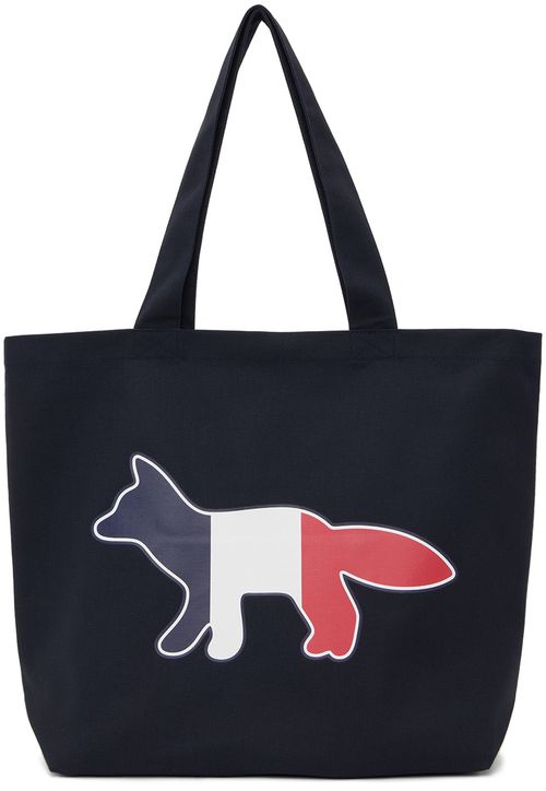 Navy fox tote bag