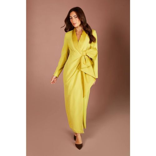 Coast Women's Muse Bow Front Satin Maxi Dress in Chartreuse