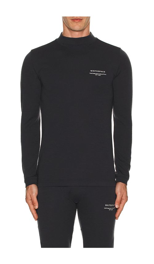 Whitespace Merino Mock Neck Baselayer T-Shirt in Phantom. S also in L, M, XL/1X