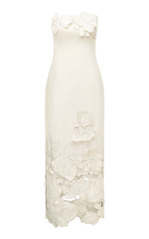 Leo Lin | Rayna Floral-Appliqud Crepe Maxi Dress | Realry