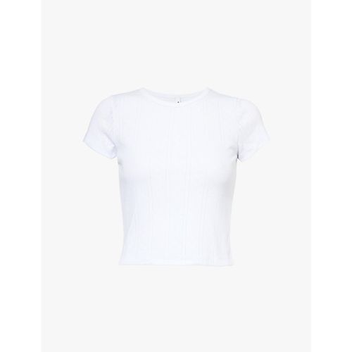 Cou Intimates Womens White the Baby Tee Pointelle Organic-cotton T-shirt